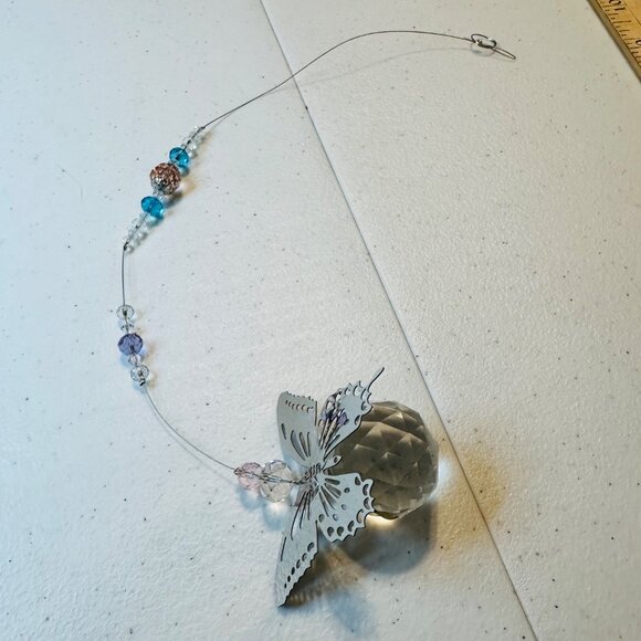 Crystal Butterfly Suncatcher Hanging Ornament With Beads For Home & Garden Decor - Picture 9 of 9